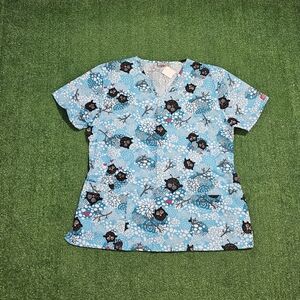 Dickies Blue Winter/Owl Scrub Top
